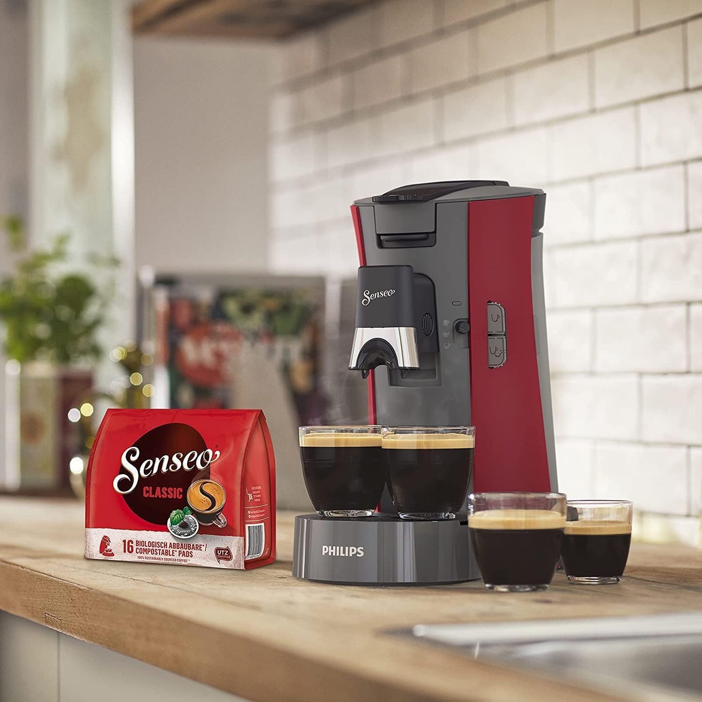 Senseo Select Kaffeepadmaschine mit Memo- und Stärkewahl-Funktion, Rot
