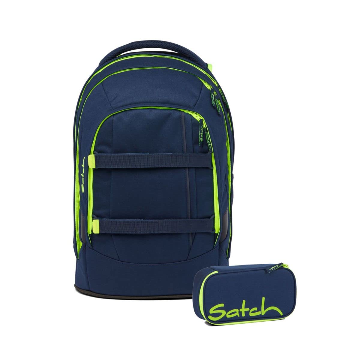 Schulrucksack-Set mit Schlamperbox, Toxic Yellow