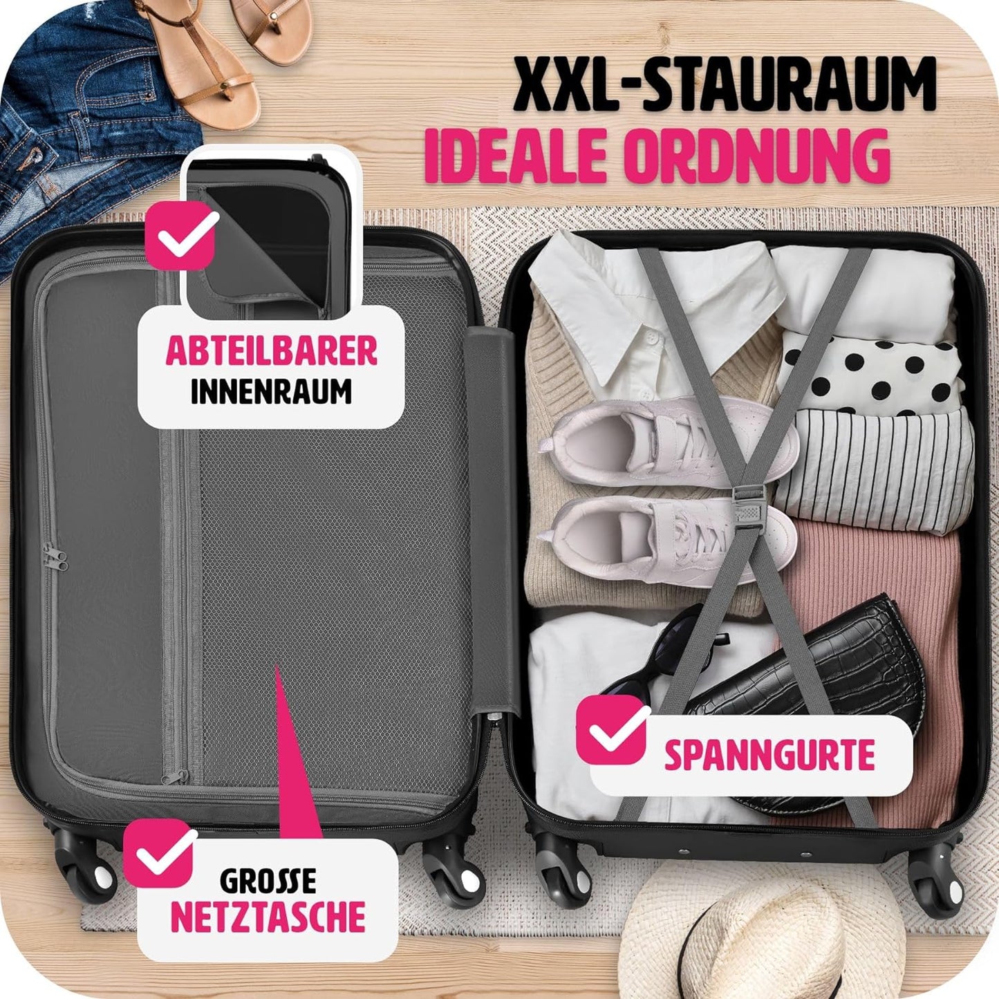 Hartschalenkoffer-Set, Schwarz | Nr. 403412