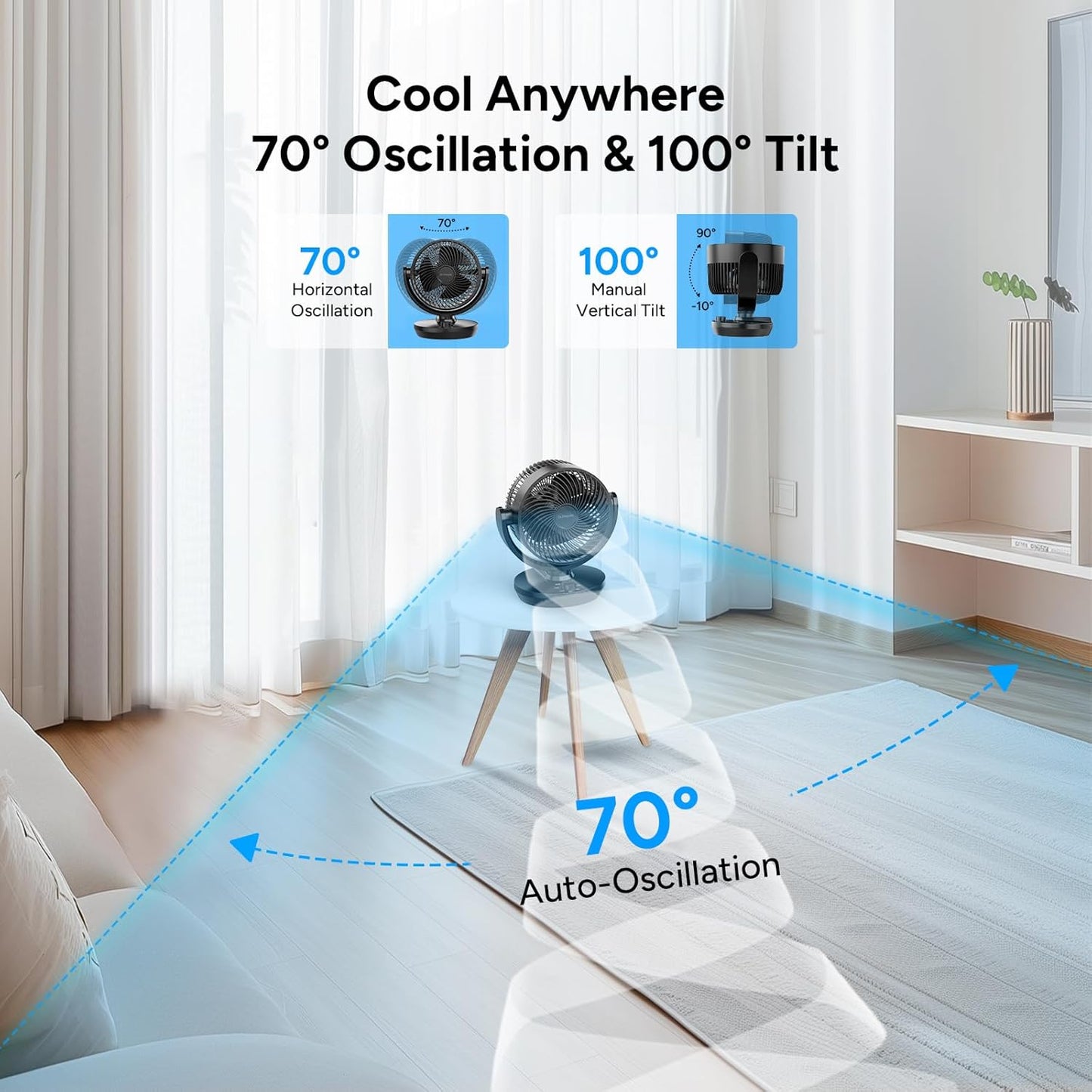 Leiser Tischventilator mit Oszillation (8 Zoll), 8 Inch(upgrade)