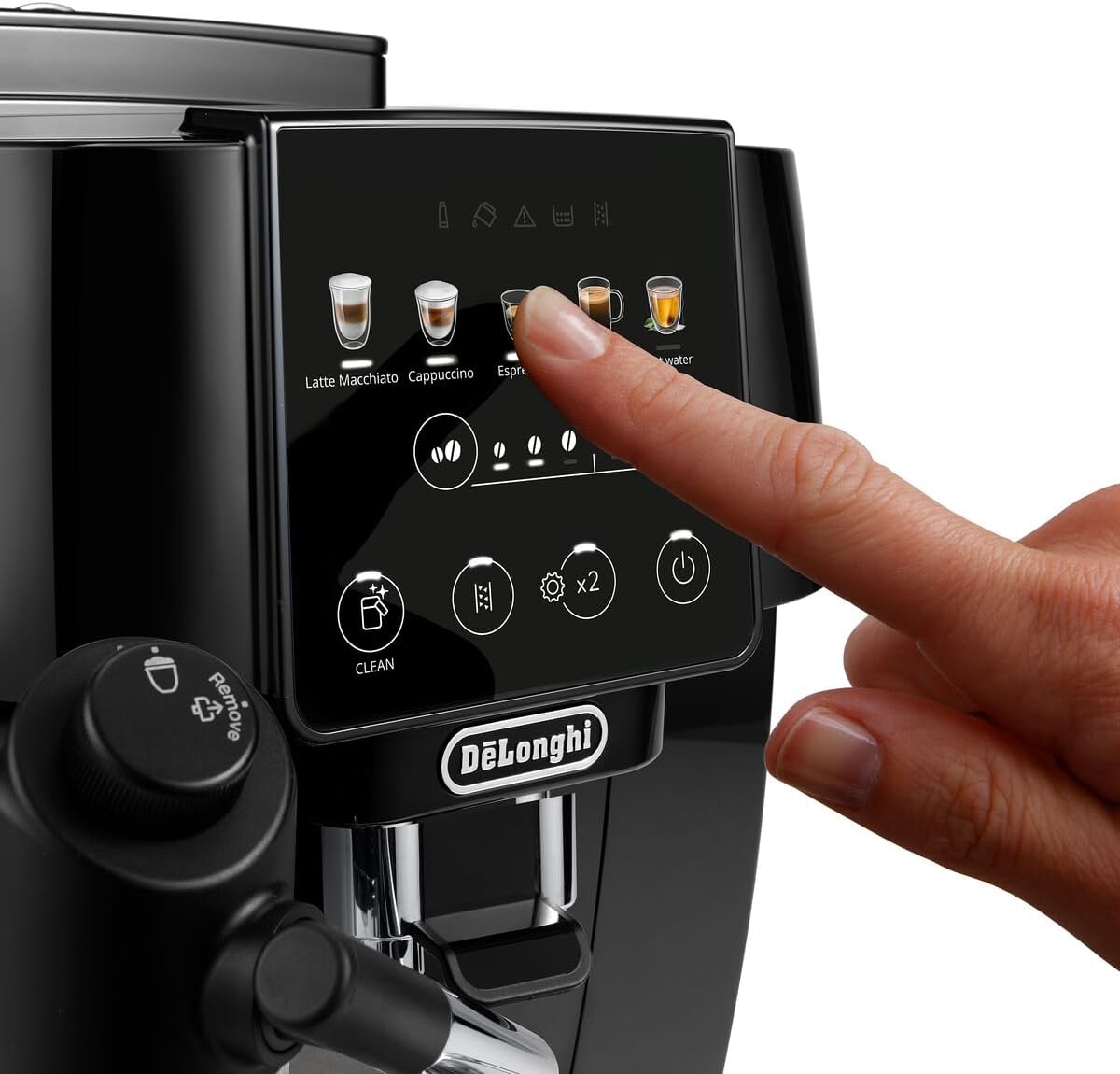 Magnifica Start ECAM220.91.B Kaffeevollautomat mit LatteCrema-Milchsystem, B-schwarz Farbiges Touch-Display