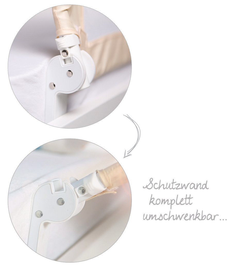 Klappbares Bettschutzgitter Klipp-Klapp, Beige, 135x40 cm