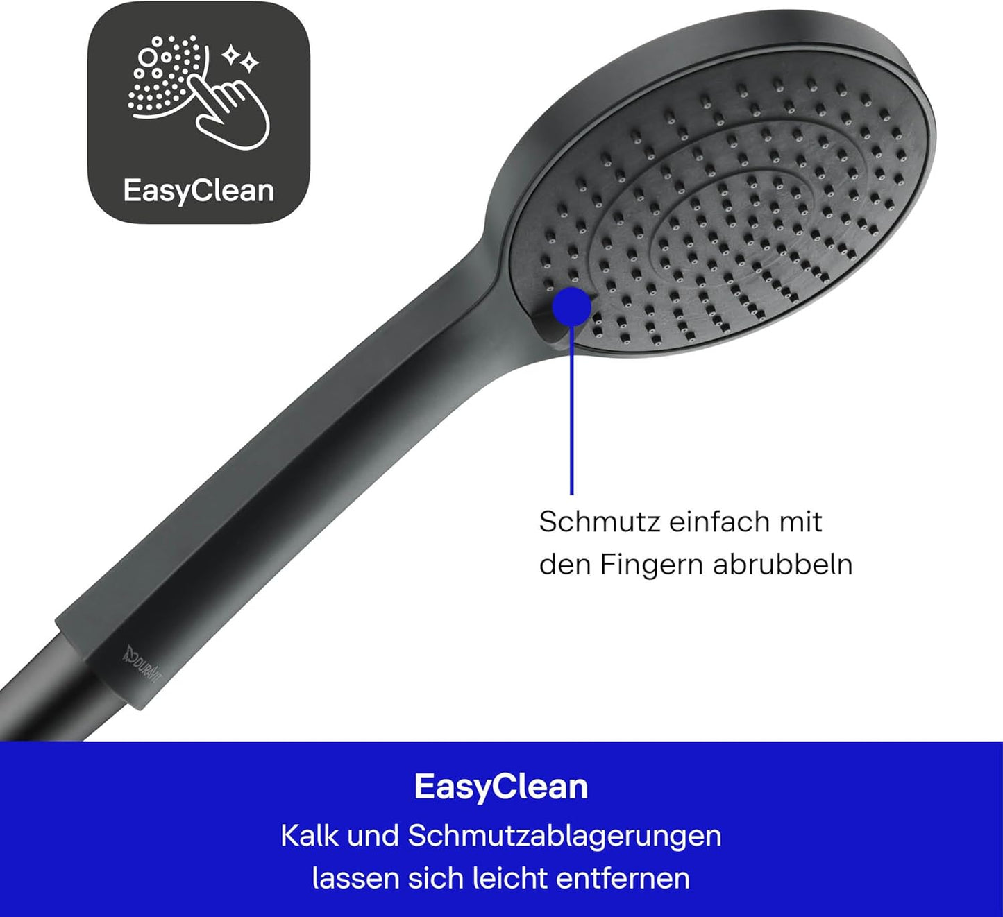 Wassersparender Duschkopf mit 3 Strahlarten, Schwarz Matt 3 Strahlarten-Drehscheibenbedienung-Wassersparend
