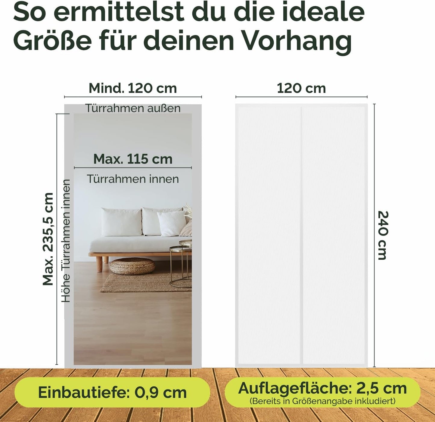 Fliegenvorhang mit Magnetverschluss, Weiss 120 x 240 cm