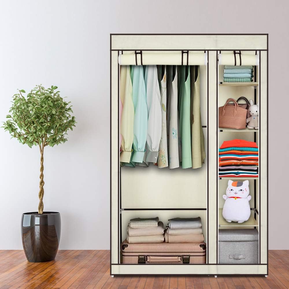 Faltbarer Stoffschrank, 110 x 45 x 175 cm Beige