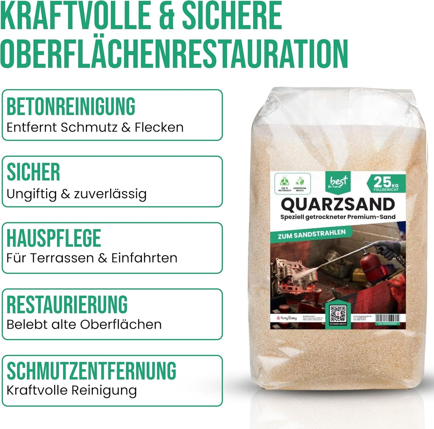 Sandstrahlgranulat Quarzsand 25kg (0,1-0,4 mm), 0,1-0,4