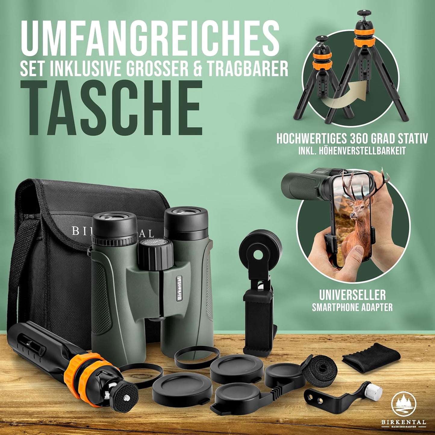 Fernglas 12x42 HD Zoom wasserdicht, Grün 12x42