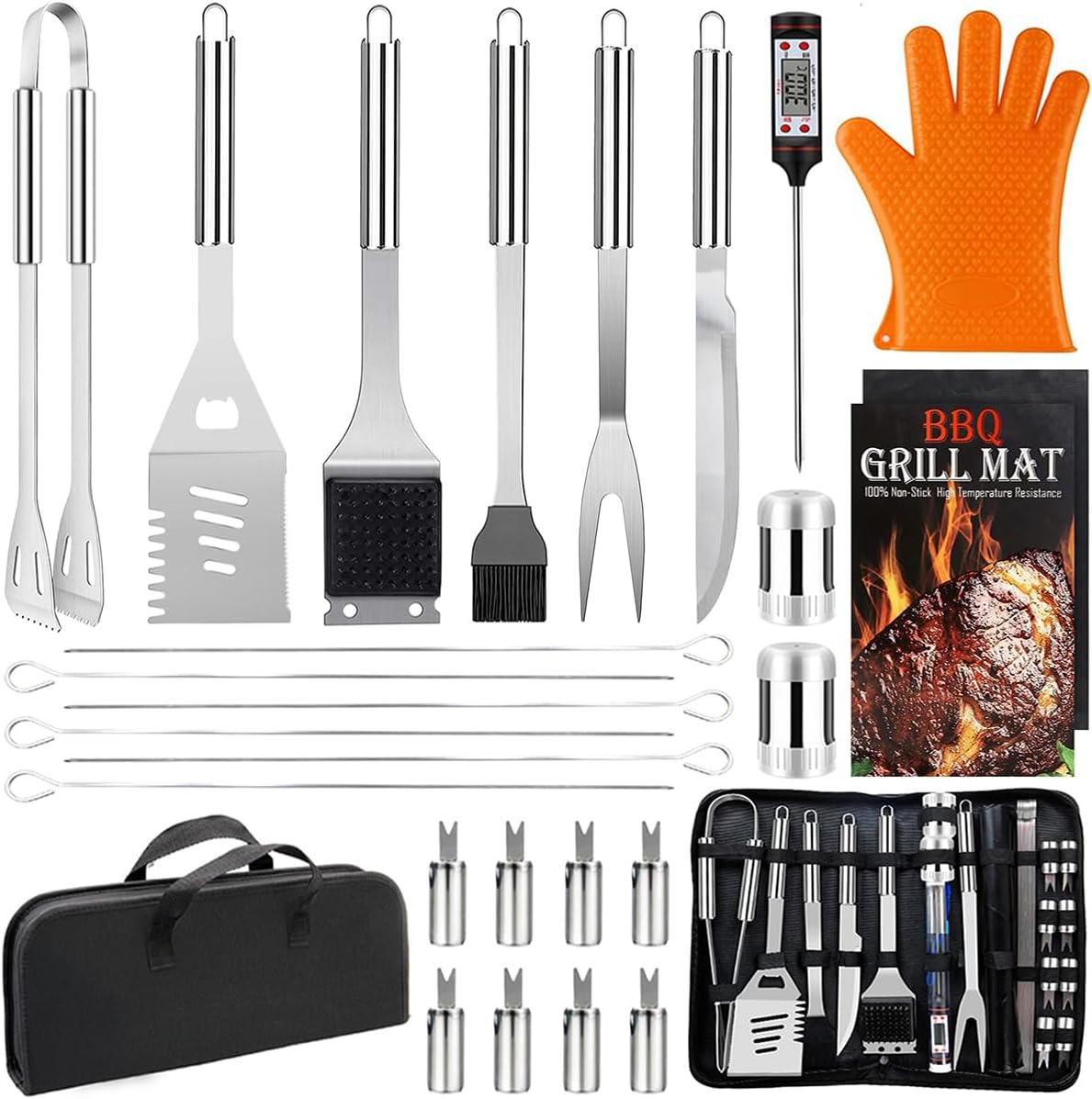 Edelstahl Grillbesteck-Set mit Koffer