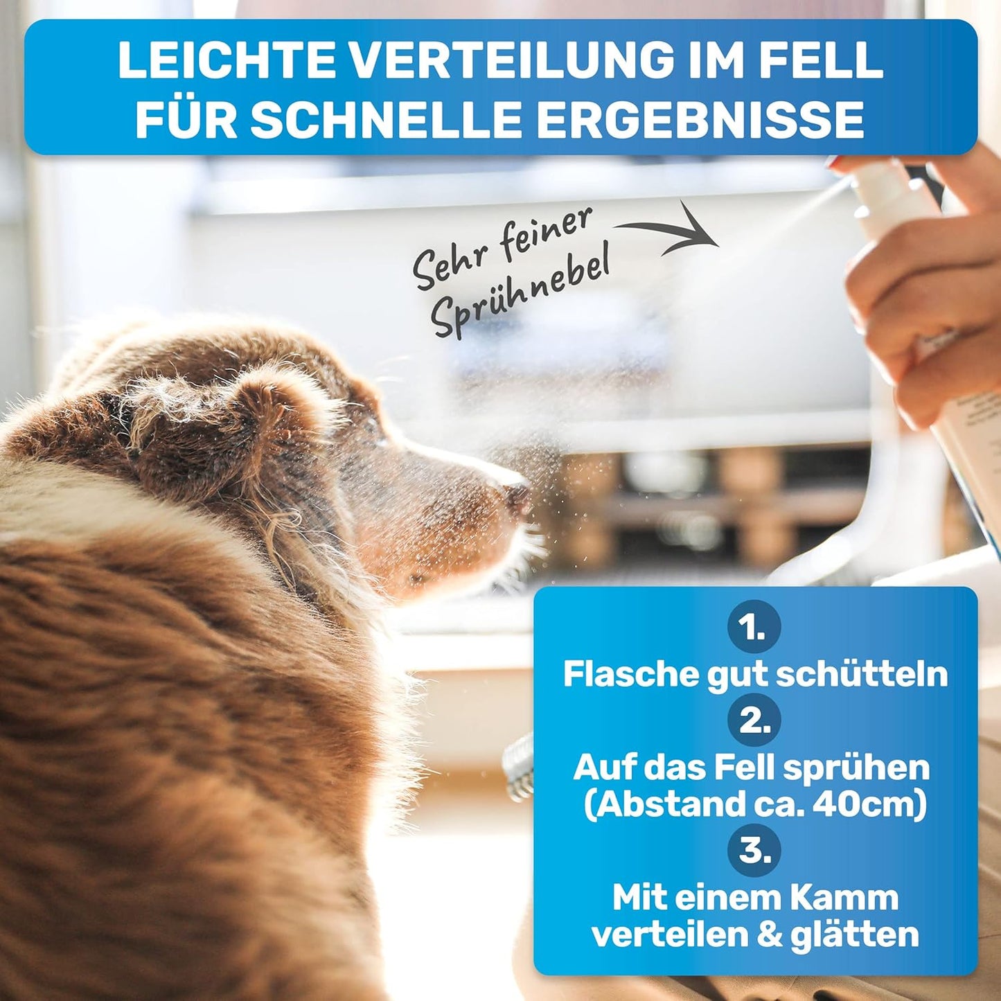 Entfilzungsspray für Haustiere mit Aloe Vera, Fellspray