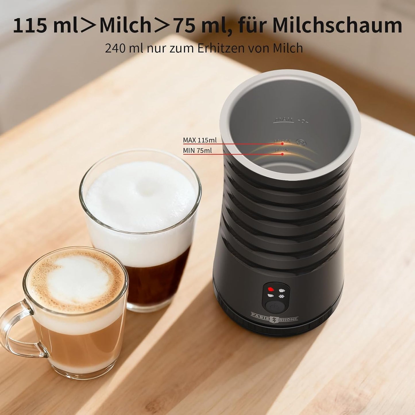 Elektrischer Milchaufschäumer, Schwarz