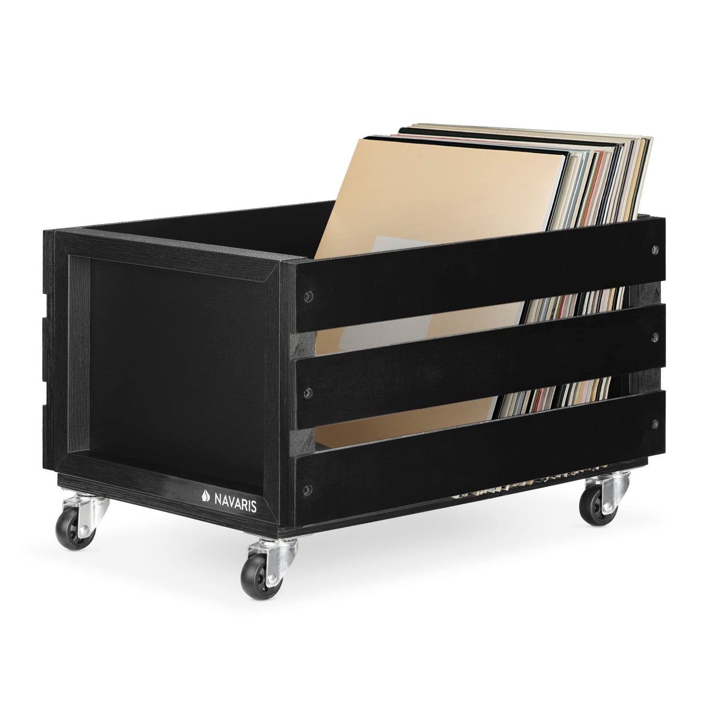Schallplatten-Kiste mit Kreidetafel, Schwarz