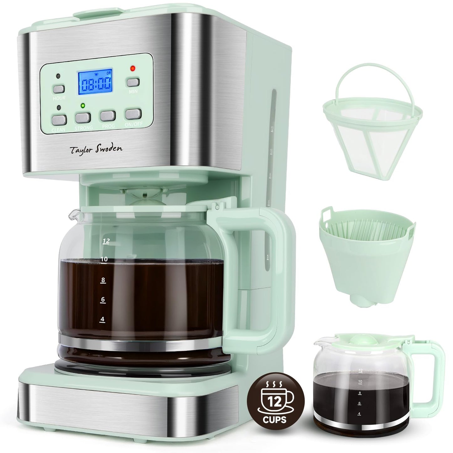 Kaffeemaschine mit Timer und Abschaltautomatik, Grün