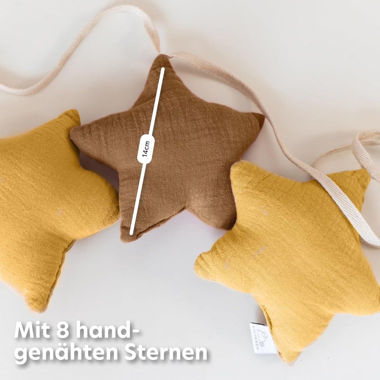 Sternenkette, Senfgelb & Nougat Sterne ohne Goldapplikation