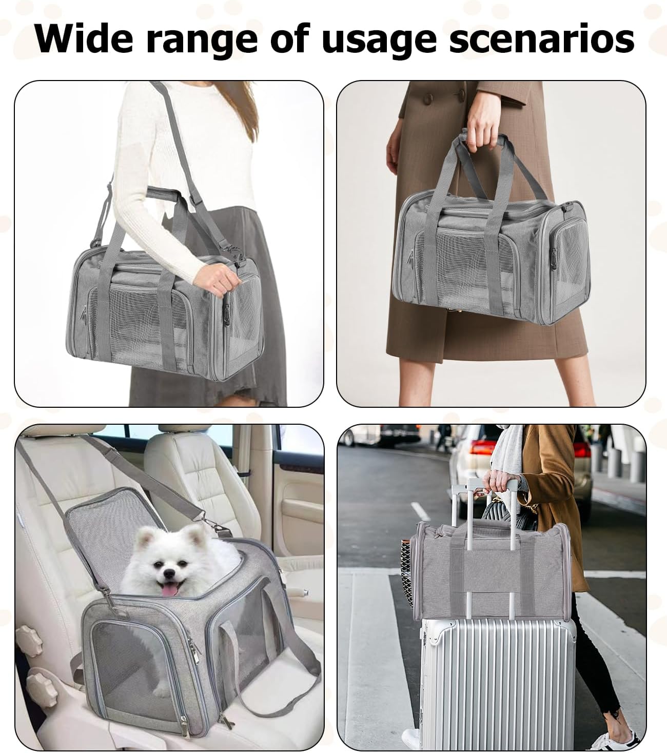 Faltbare Haustier-Transporttasche, Grey L