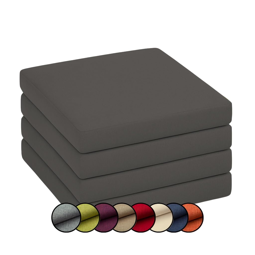 Stuhlkissen-Set für Gartenstühle (4 Stück), Grau 4x 50x50x5