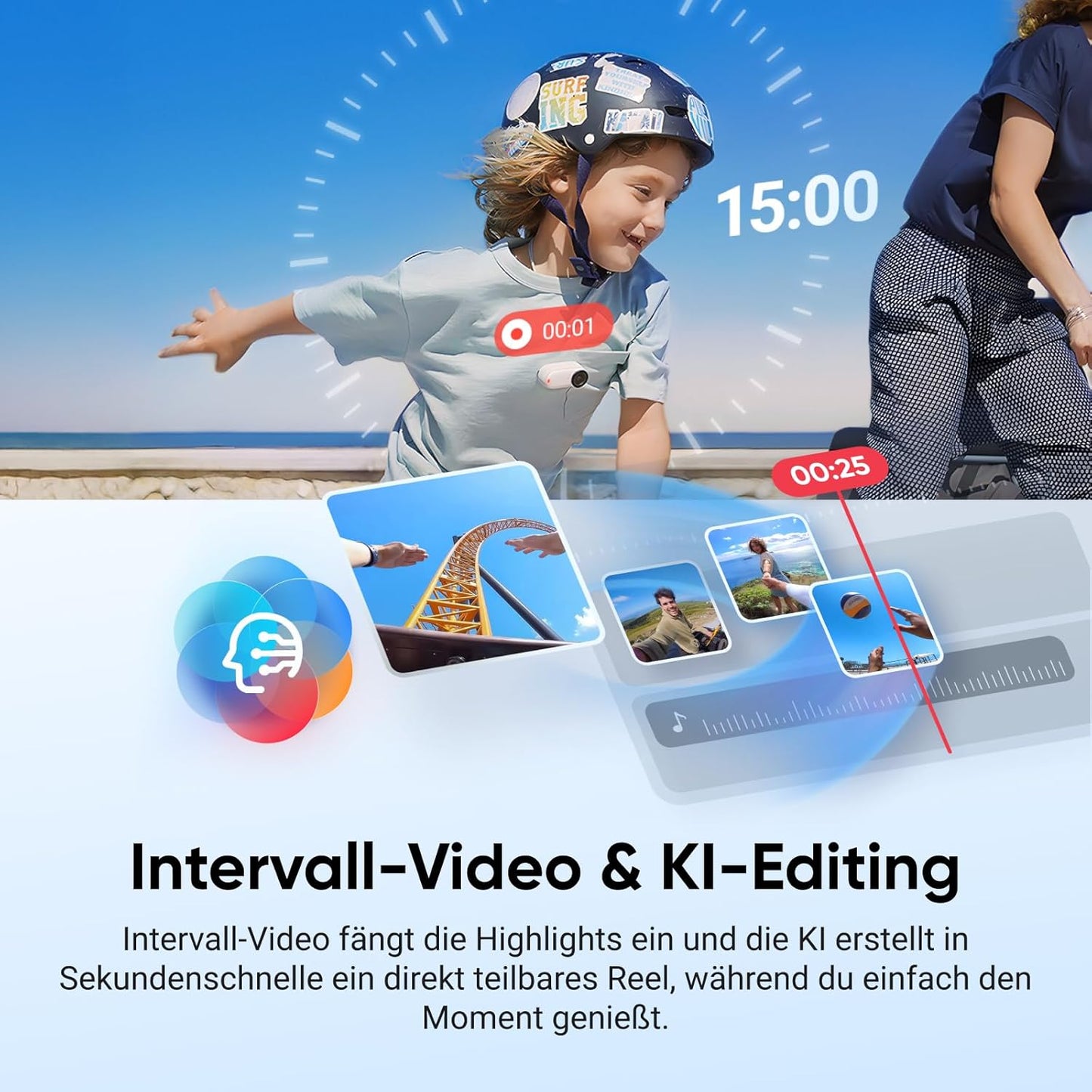 Fahrrad-POV Kamera-Set mit 4K Mini-Kamera, Polarweiss Fahrrad-POV-Bundle