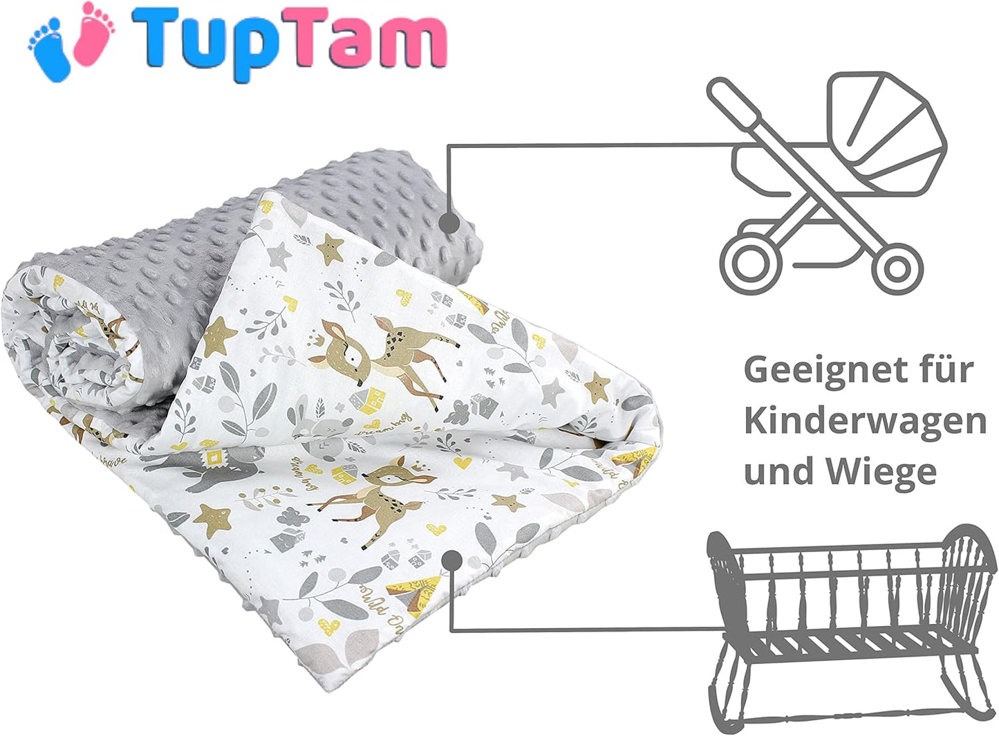 2-teiliges Einschlagdecken-Set (85x85 cm), Hirschkalb / Grau Herbst/Winter - 85 cm x 85 cm