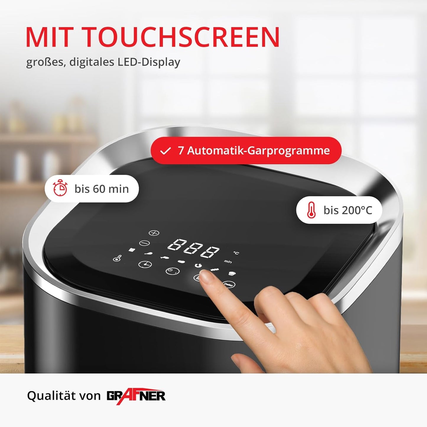 Digitale Heissluftfritteuse HF11138 mit LED-Touchscreen