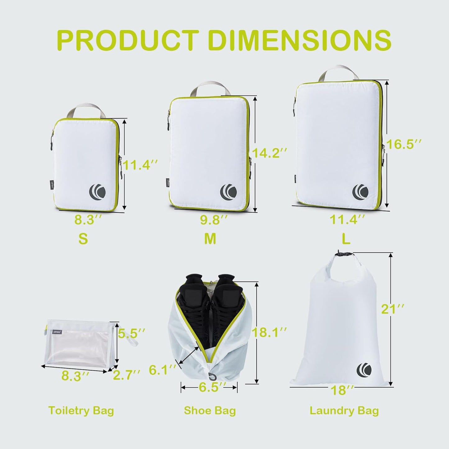 Kompression Koffer-Organizer Set, 8PCS Weiss
