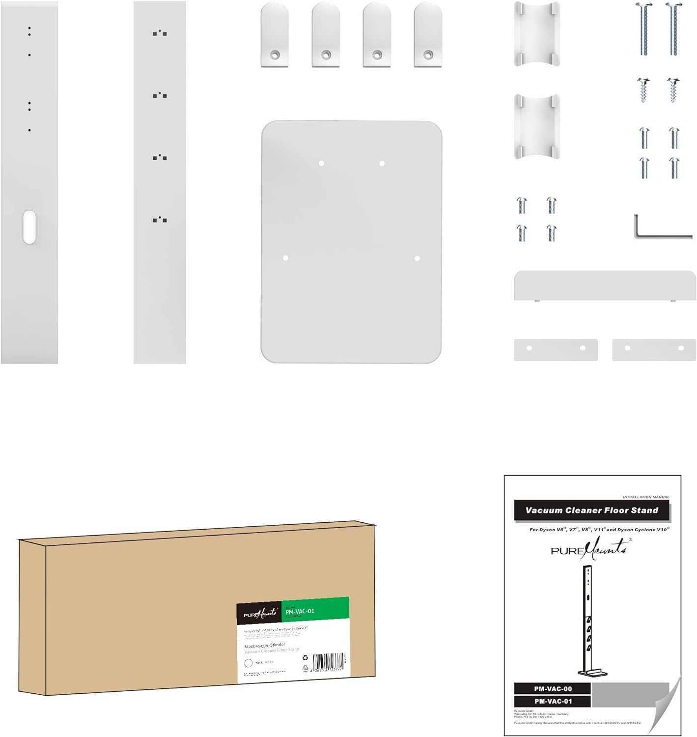PM-VAC-01 Standfuss Organizer, für Staubsauger / 4x Zubehör-Halterungen / Weiss