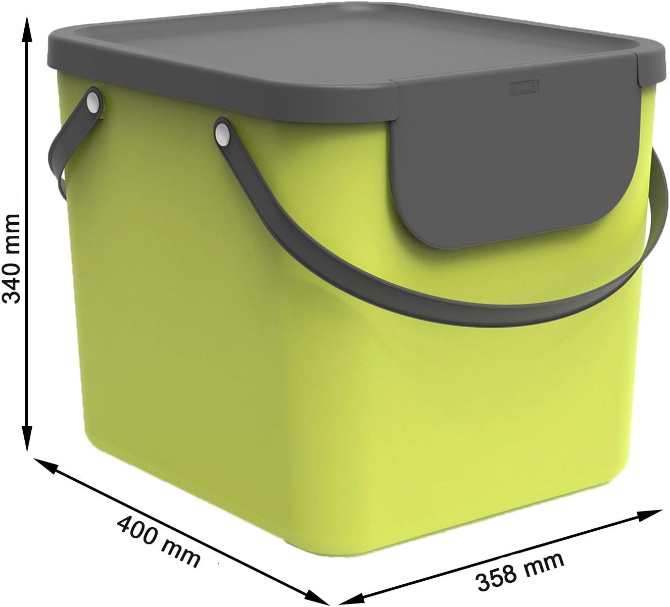 Albula Müllcontainer mit zwei Griffen, Hellgrün/Anthrazit