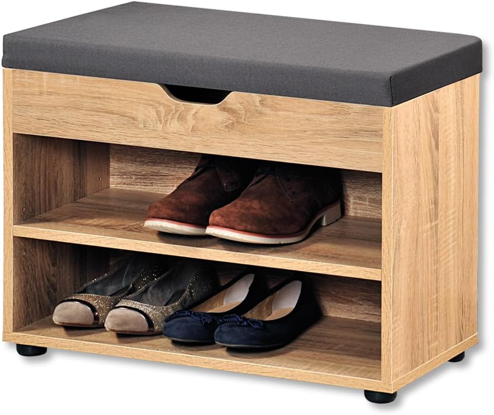 Schuhschrank 15924 13 mit aufklappbarem Sitzkissen, Braun