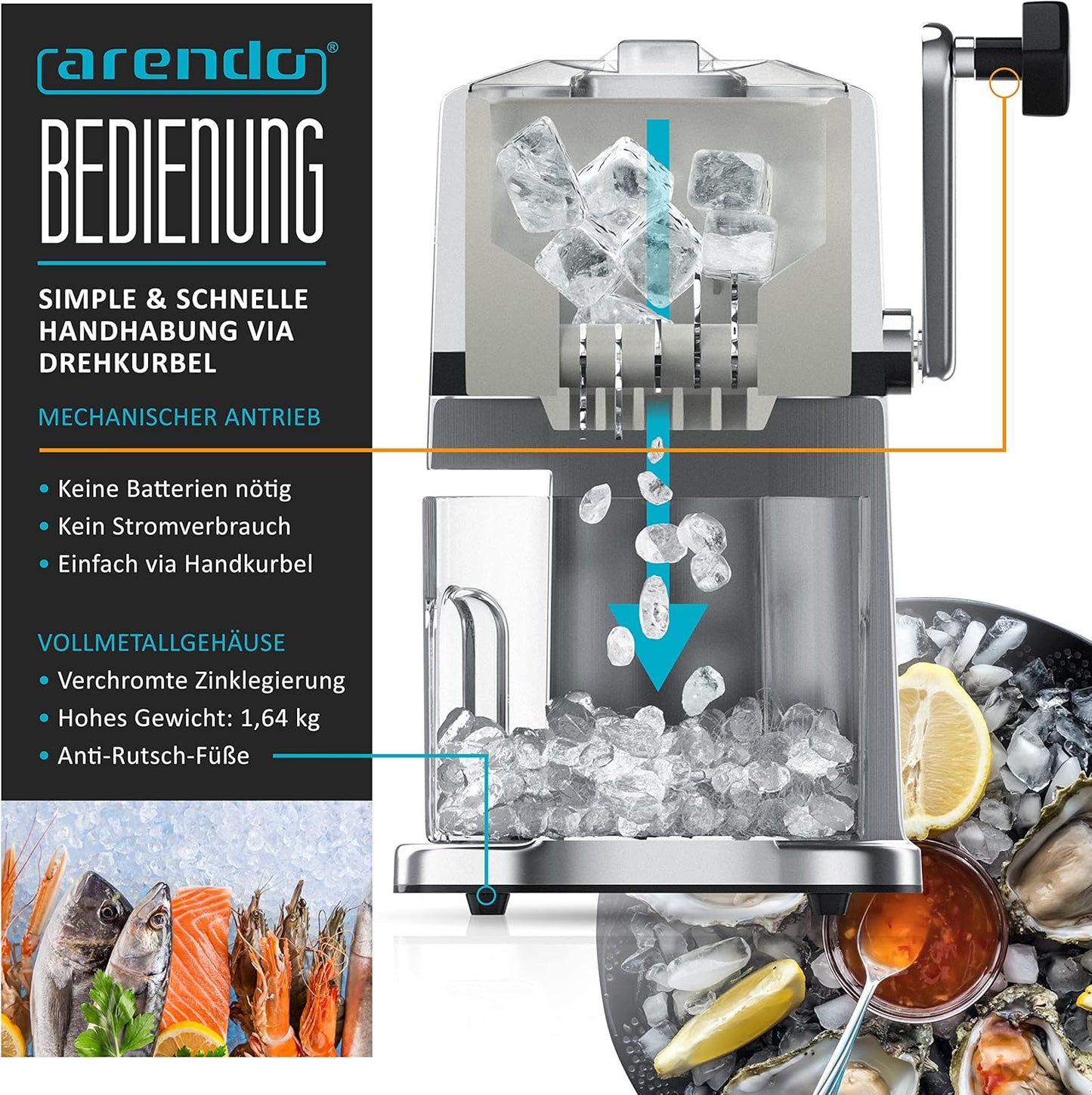 Ice Crusher mit Auffangbehälter