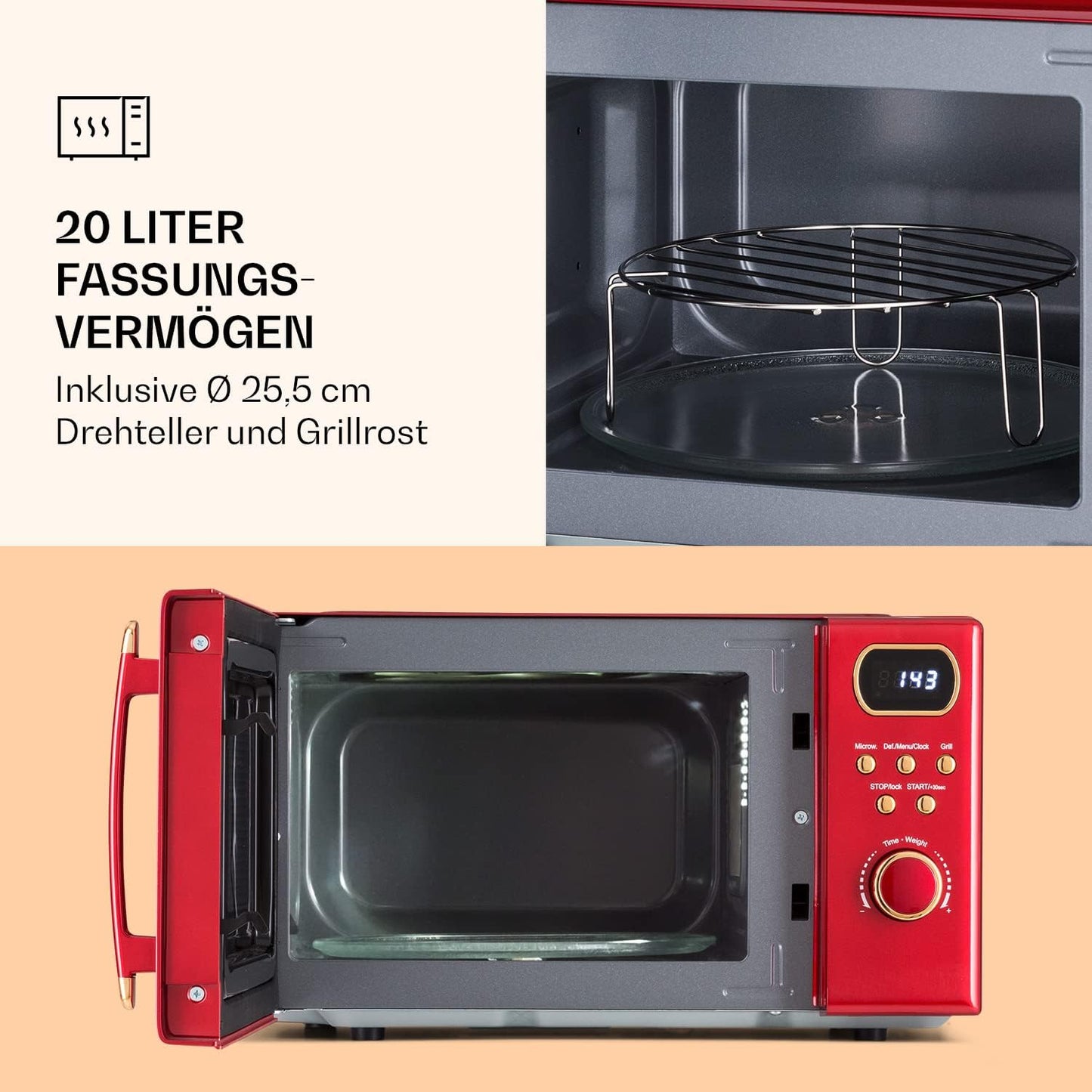 Mikrowelle Julieta mit Grill, Rot