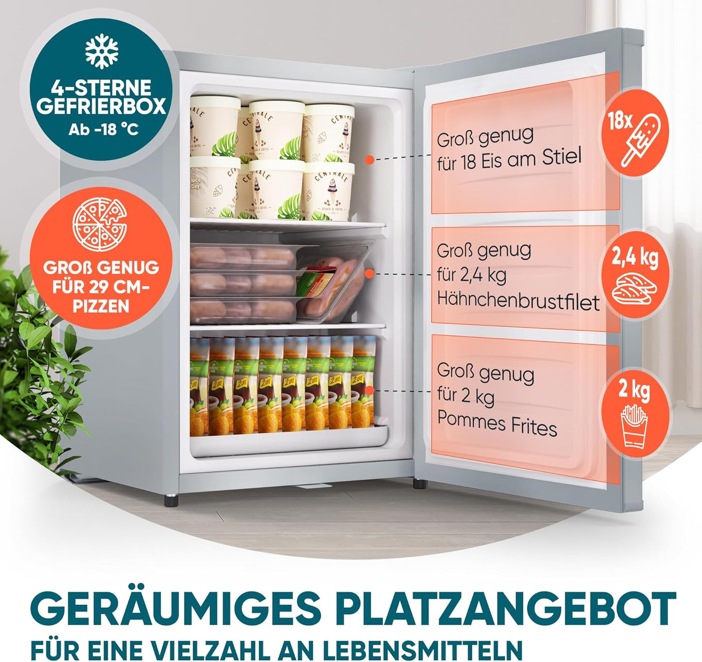 Mini-Gefrierschrank, Silber