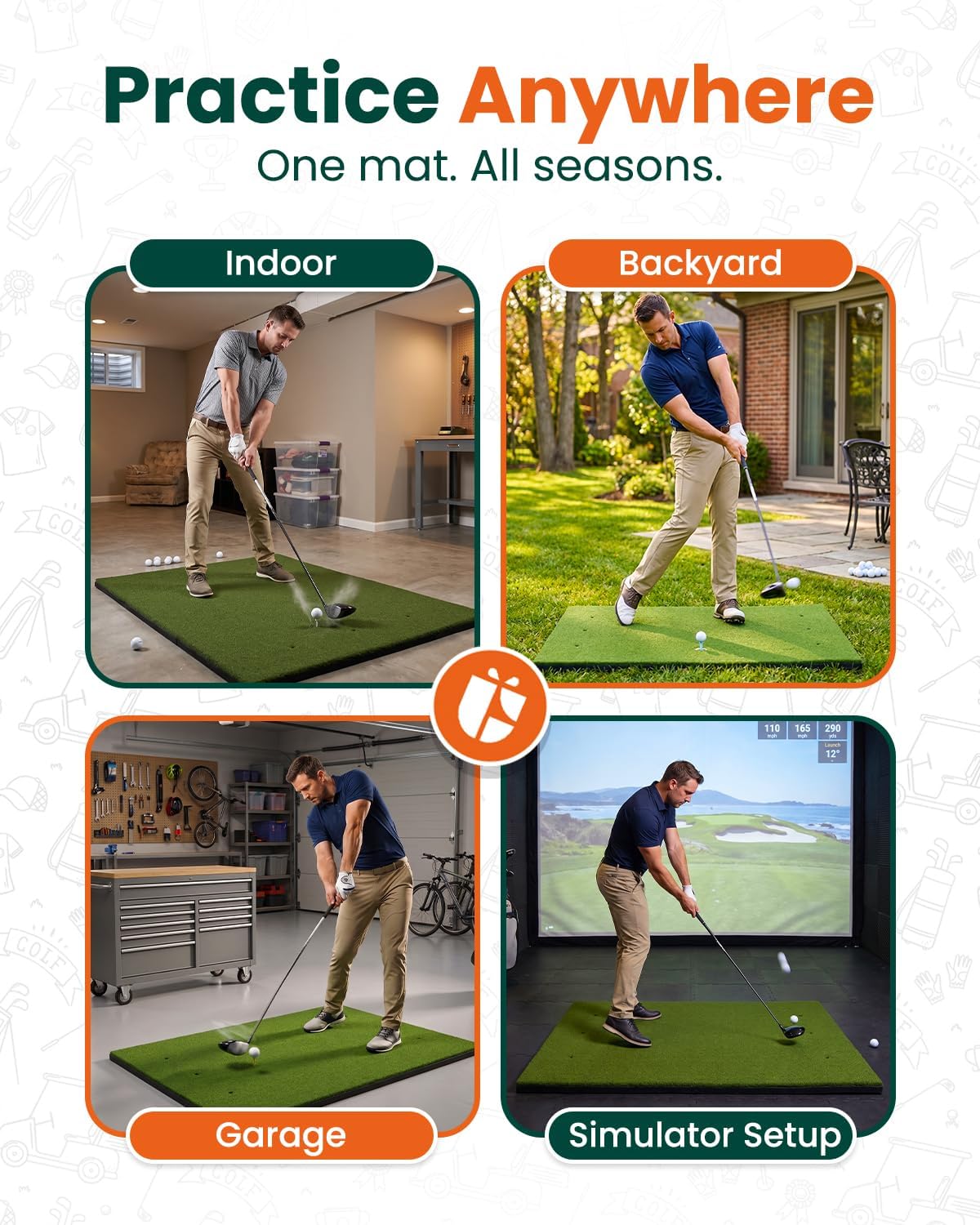 Golf-Schlagmatte für Indoor & Outdoor Training