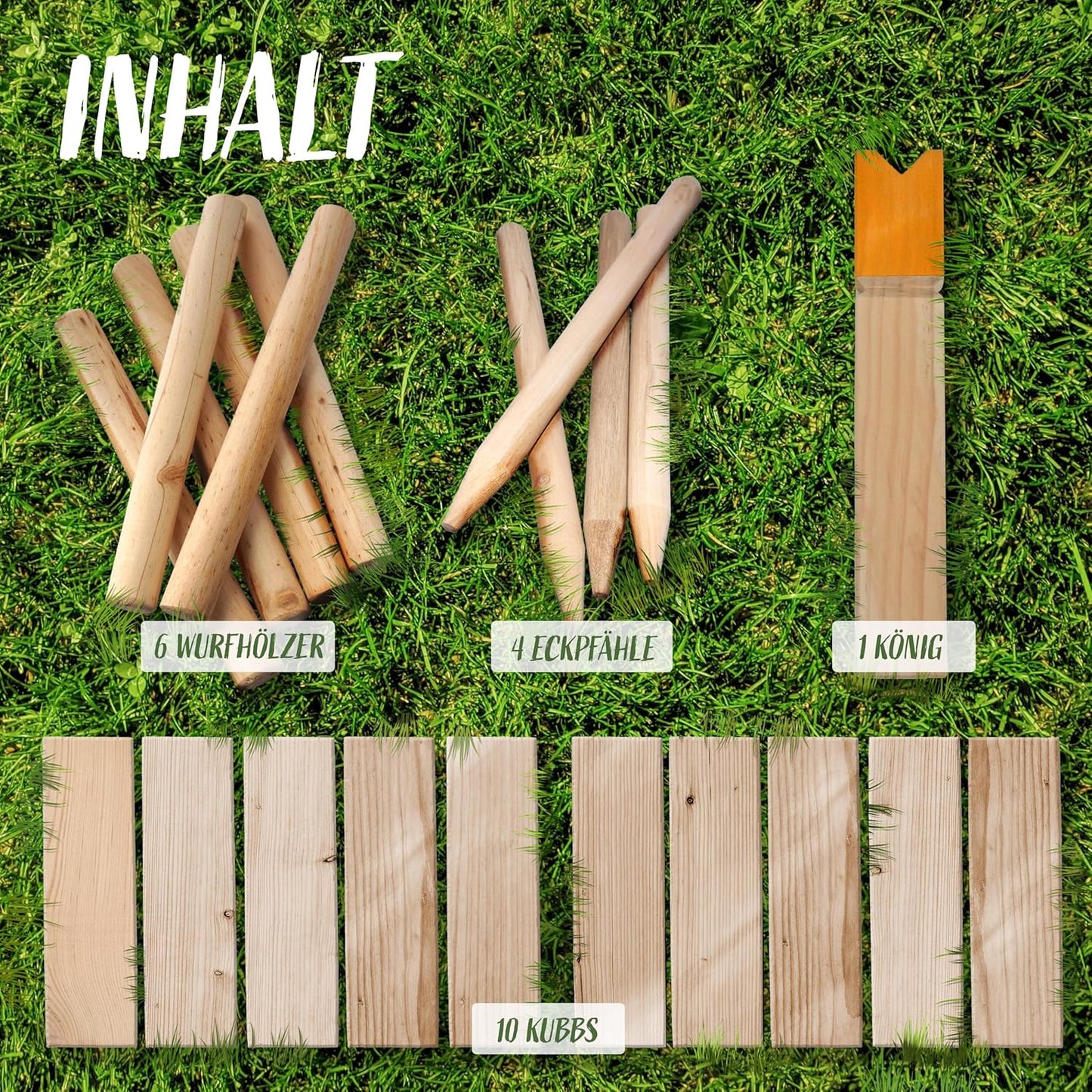 Kubb Gold Wikinger Schach Set, Kubb Gold - 25 X 4,7 X 4,7 Cm König