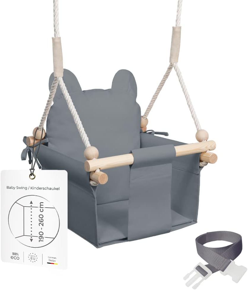 Babyschaukel mit Sicherheitsgurt, Grau