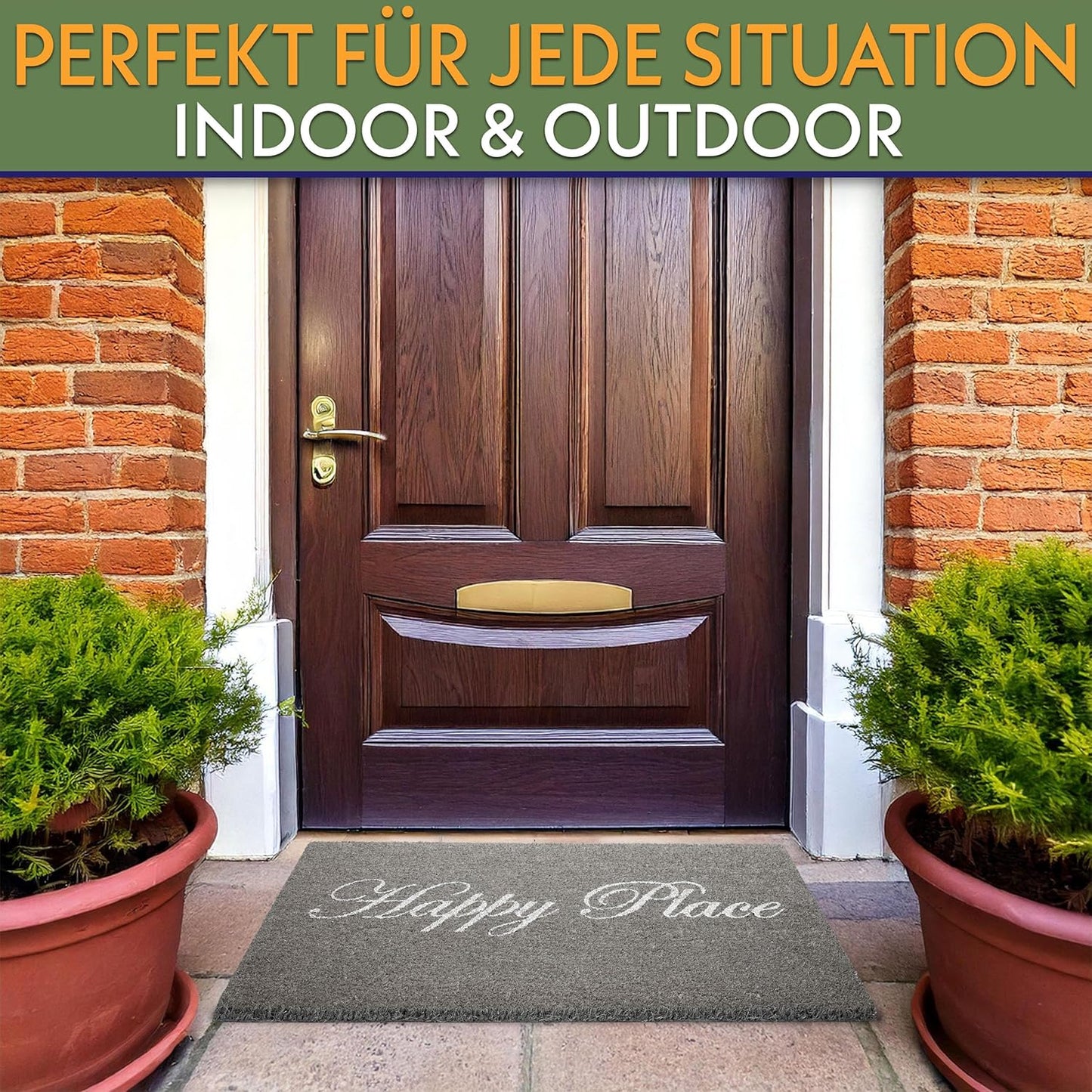 Antirutsch Fussmatte, Happy Place - Grau Glitzer