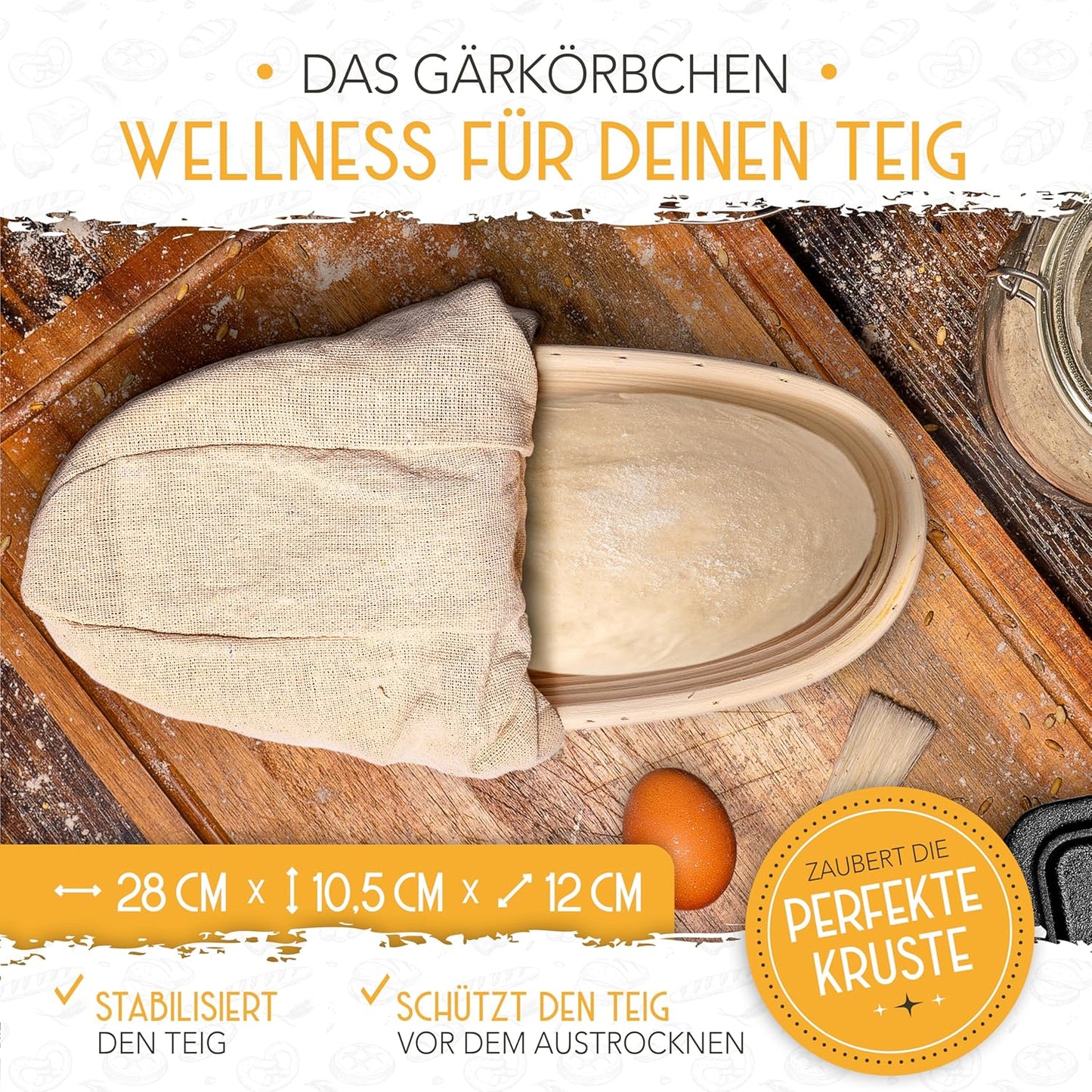Brotbackform mit Gärkorb, Emaille Rot Kastenform