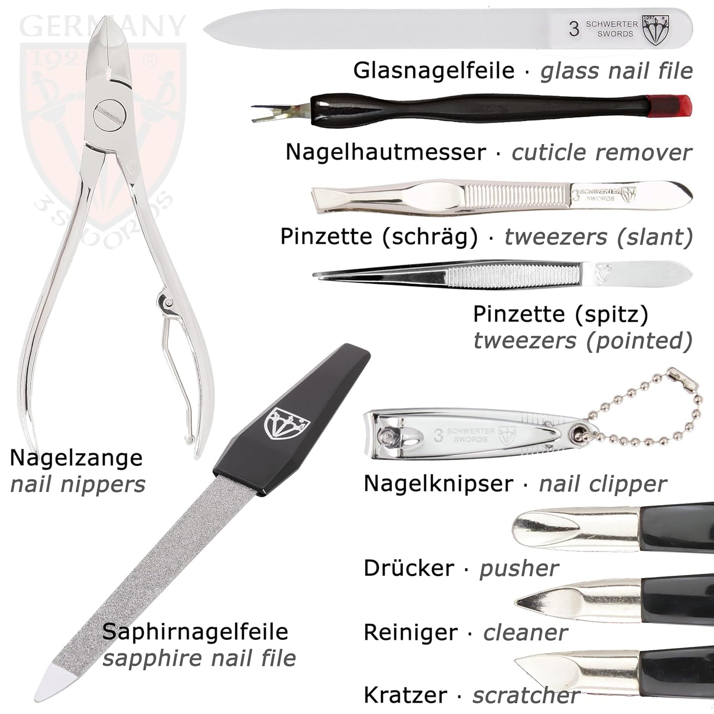 12-teiliges Nagelset 'Palermo', ROT