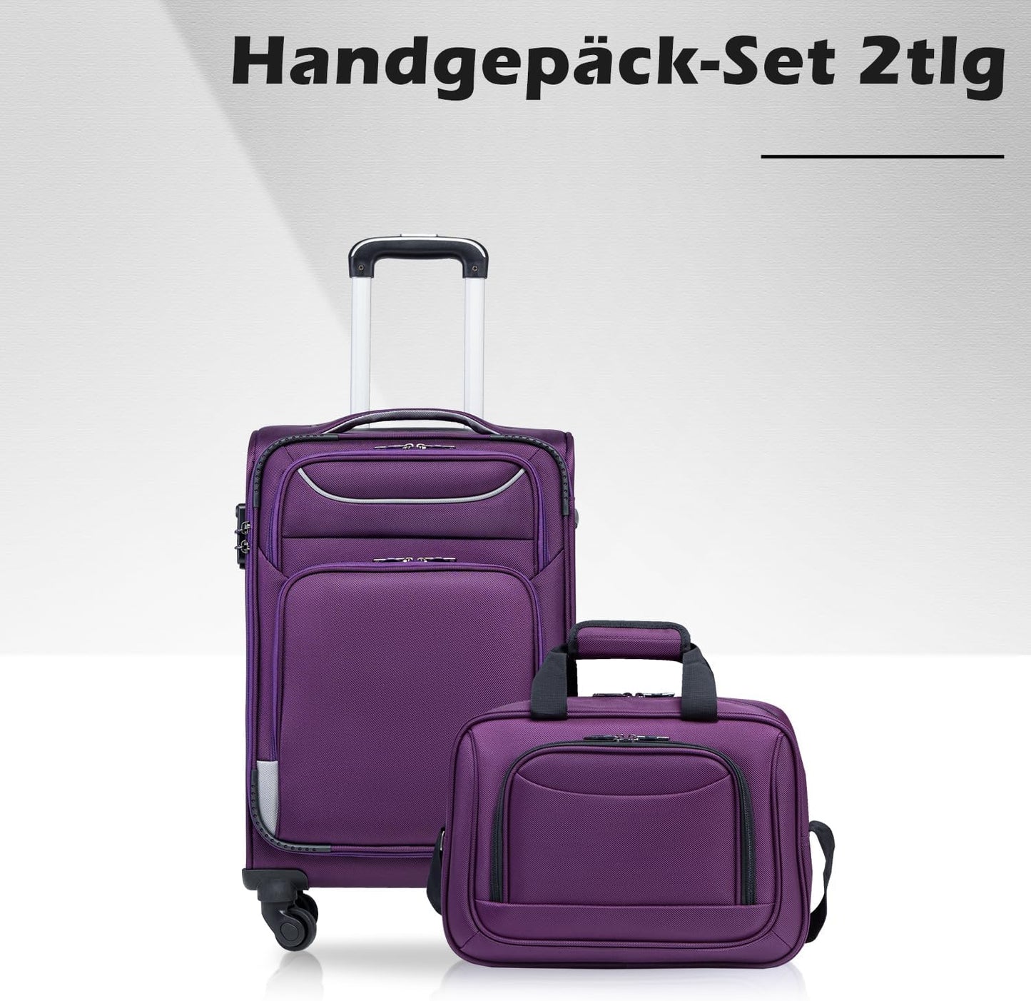 DE55 Handgepäck-Set, Handgepäck-Set 2tlg Lila+silber