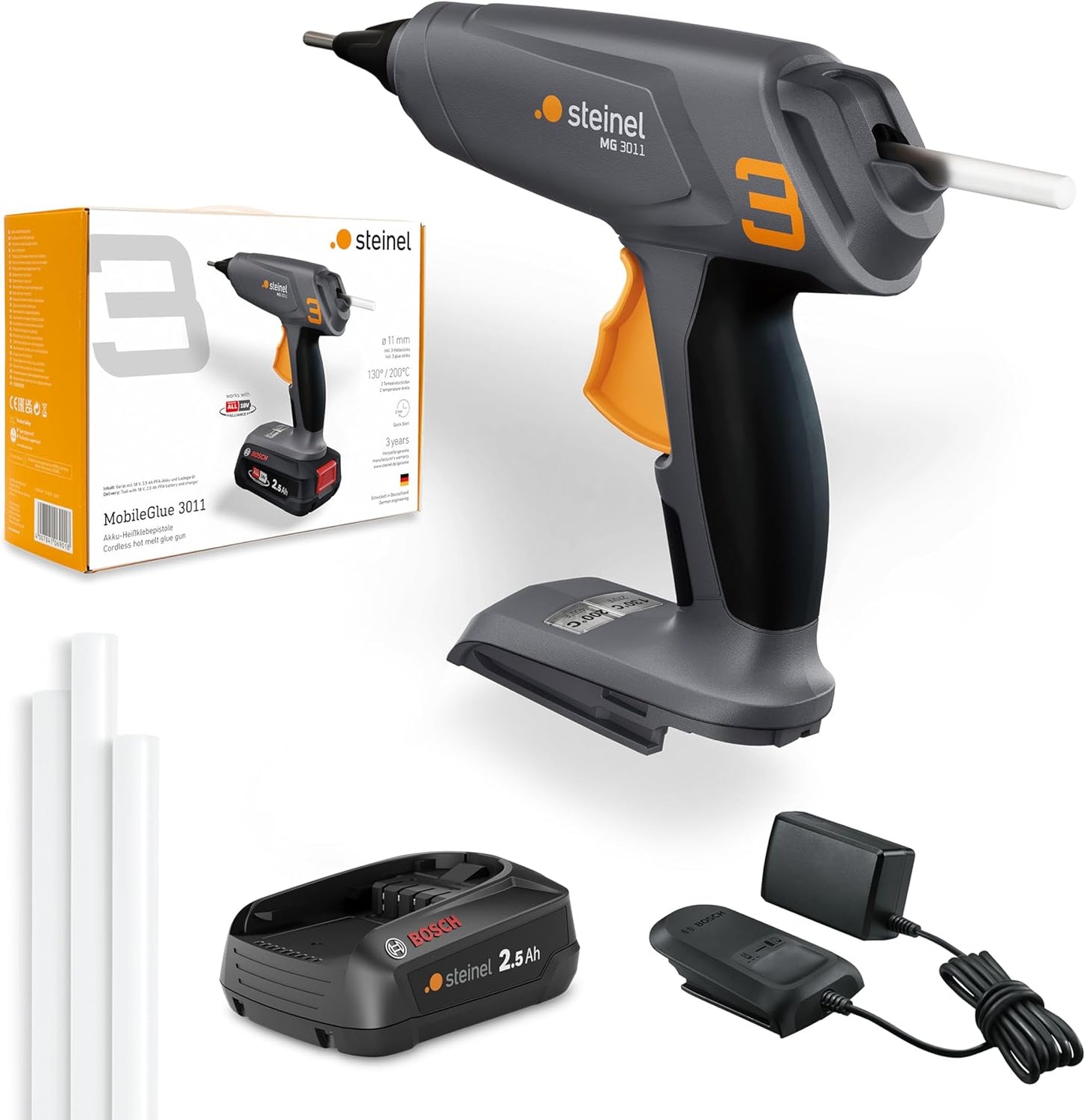 Akku Heissklebepistole MobileGlue 3011 Set, Inkl. 2.5 Ah Akku & Ladegerät