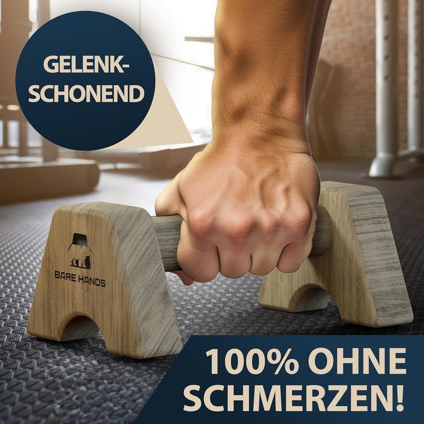 Liegestützgriffe aus Holz für Calisthenics, Modell M - Dunkel