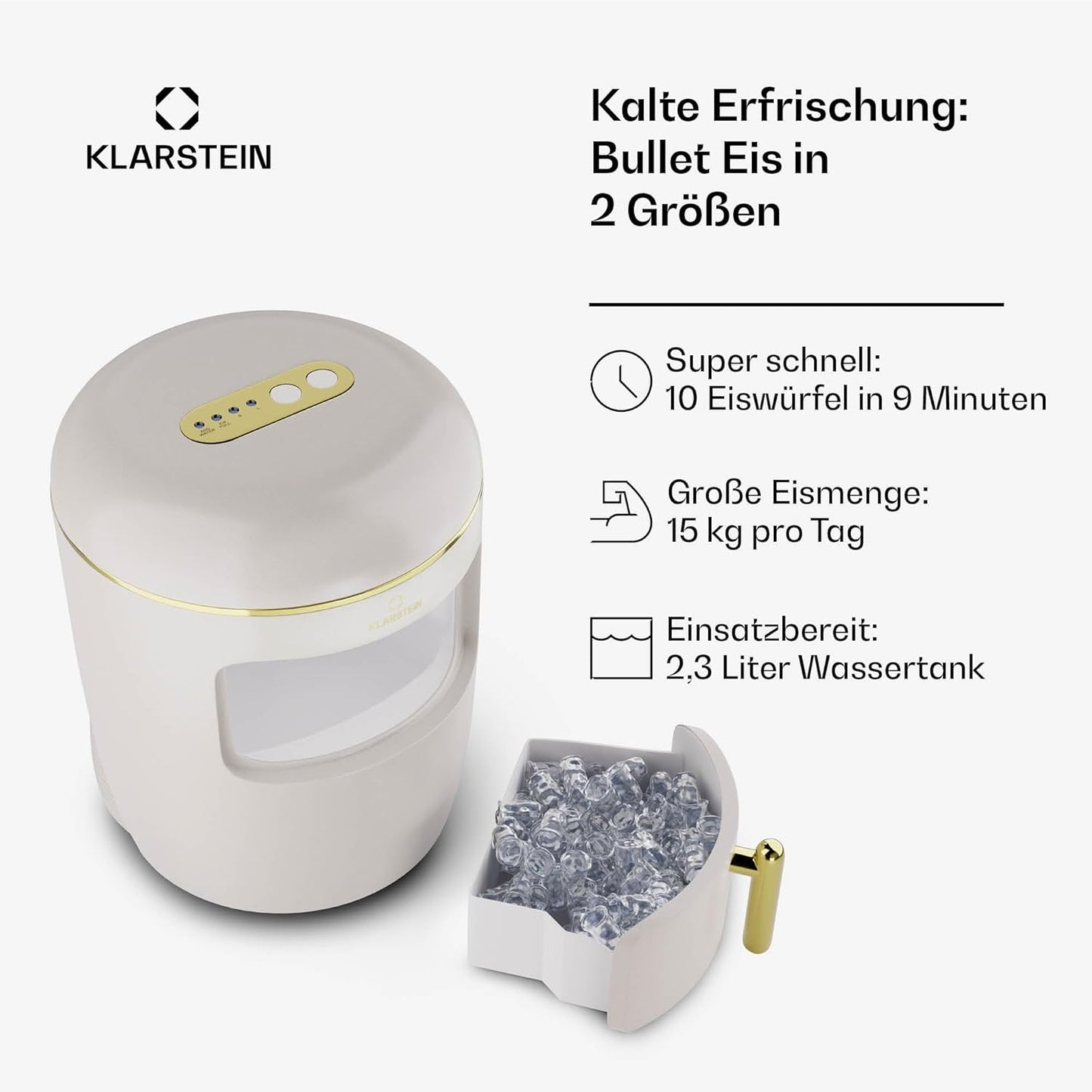 Passau Mini-Eiswürfelmaschine, 15 KG Cream