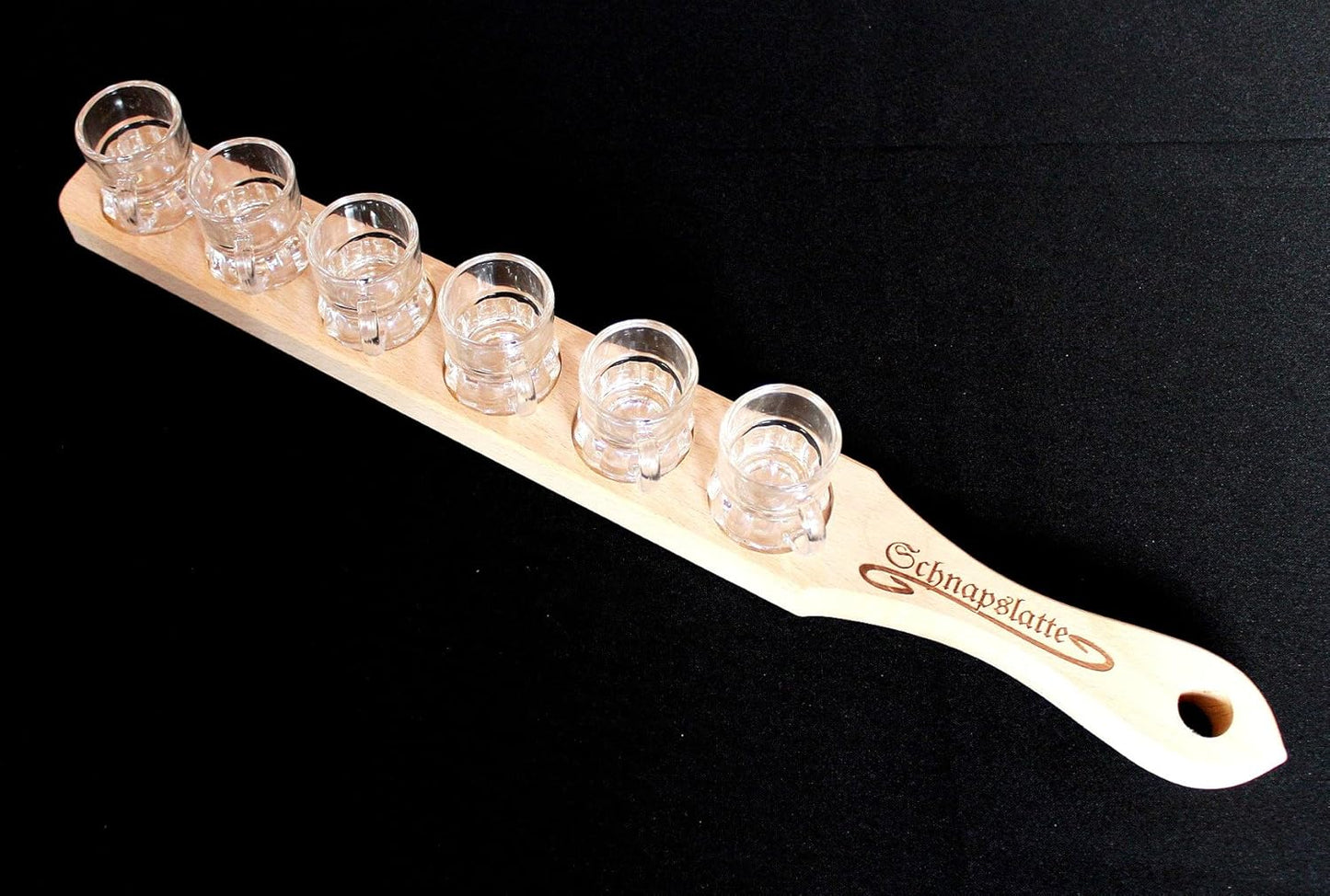 Schnapslatte mit 6 Gläsern