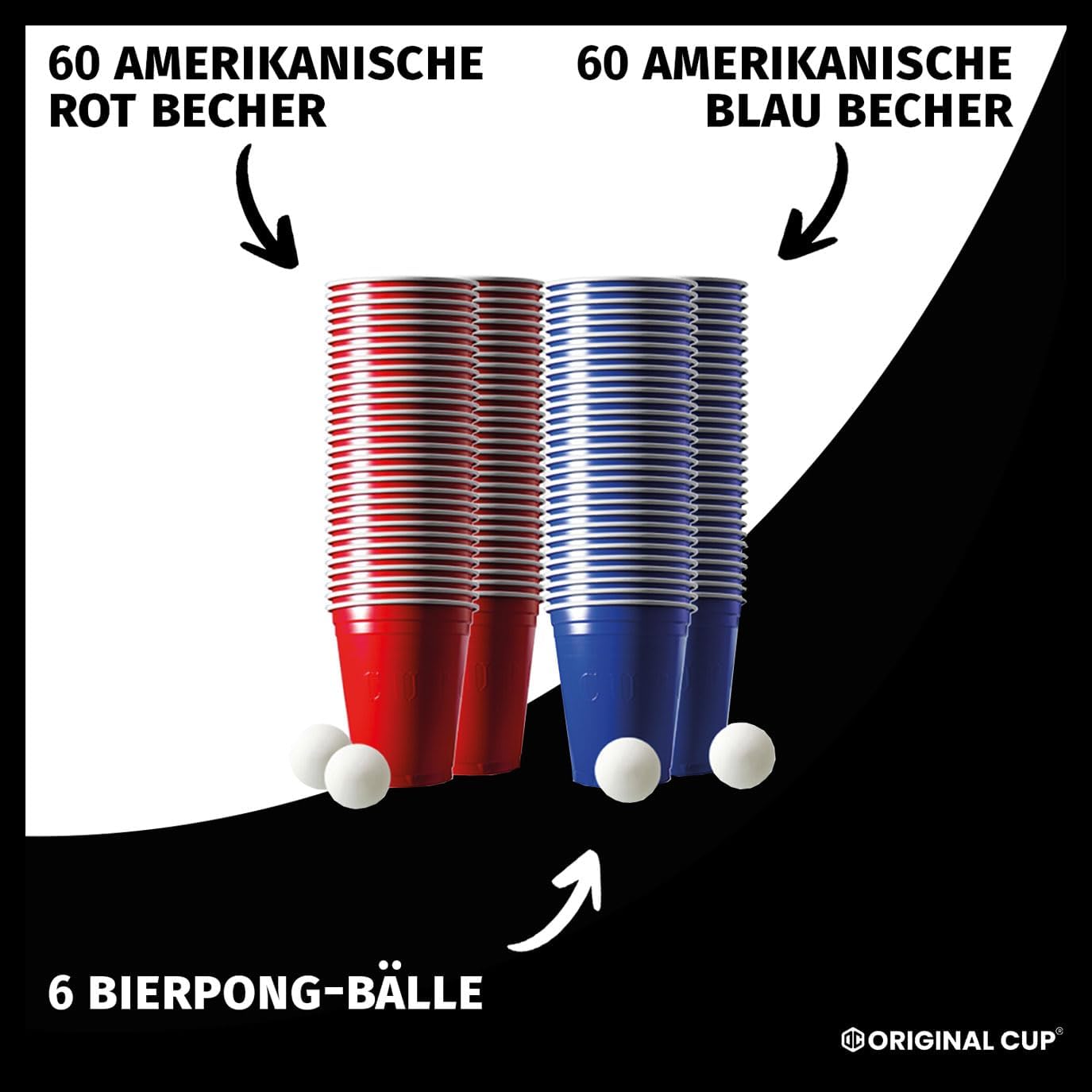 Bierpong Tisch-Set mit Bechern und Bällen, Table + 120 Cups + 6 Balls