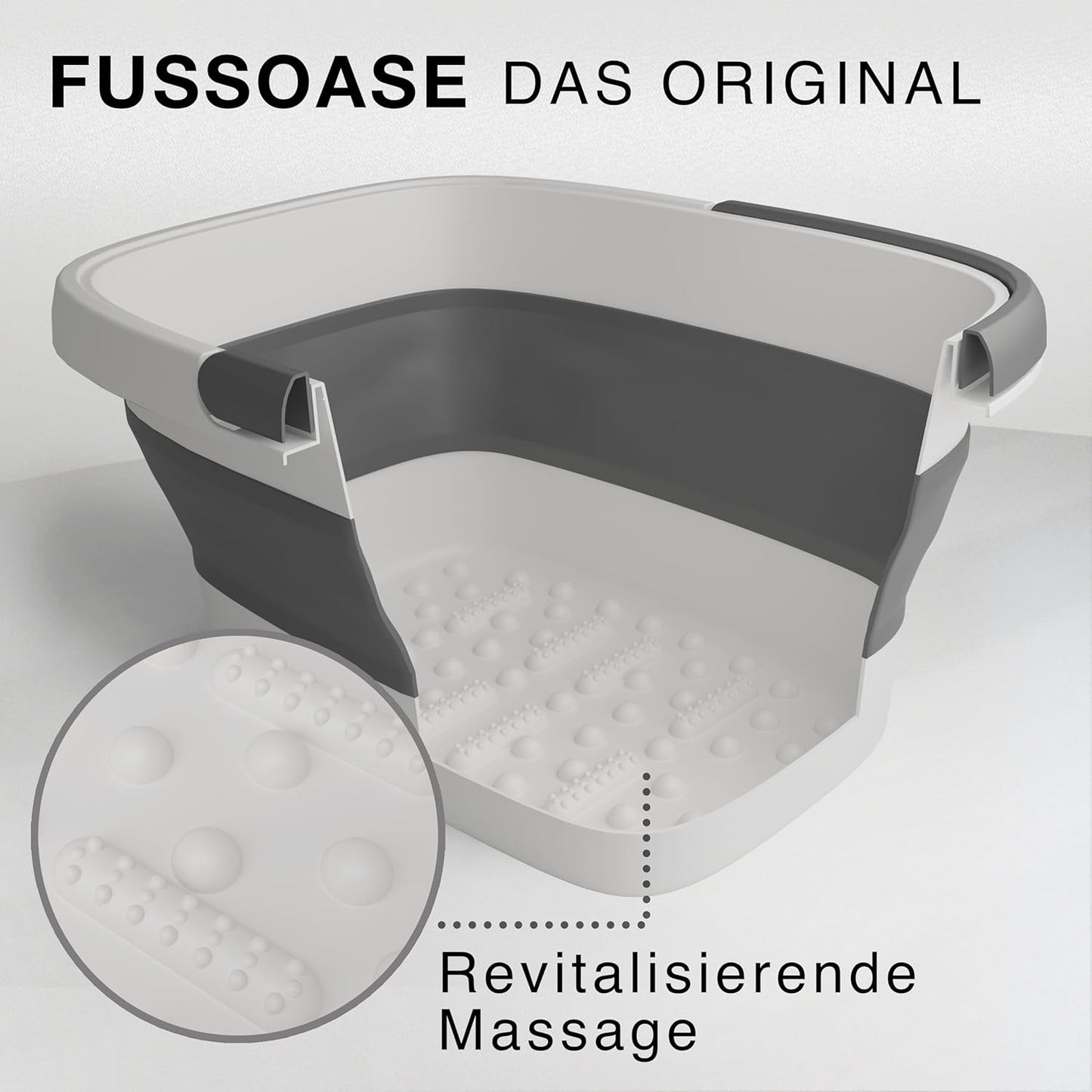 Faltbare Fussbadewanne mit Massage-Noppen, Grau/ Weiss