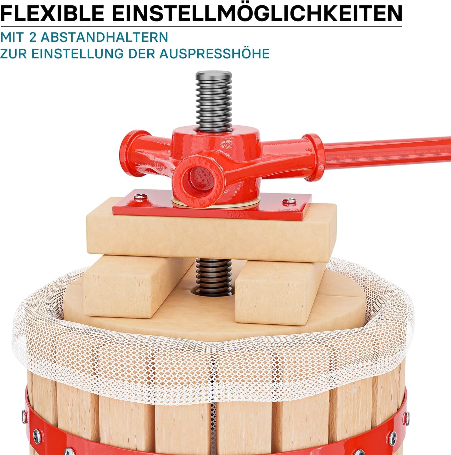 18L Obstpresse aus Buchenholz, 18 l + 1 Presstuch Manuell