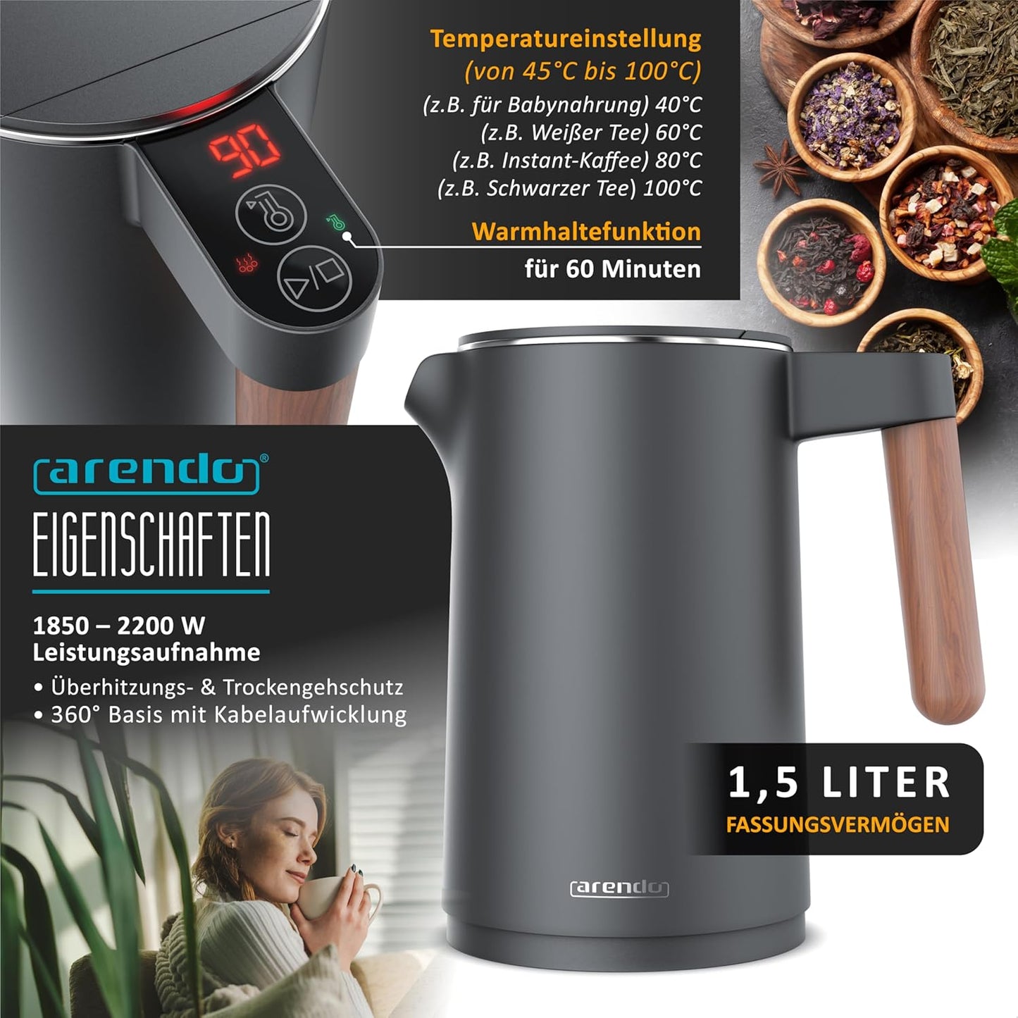 Frühstücksset mit Wasserkocher und Toaster, B: Set 1