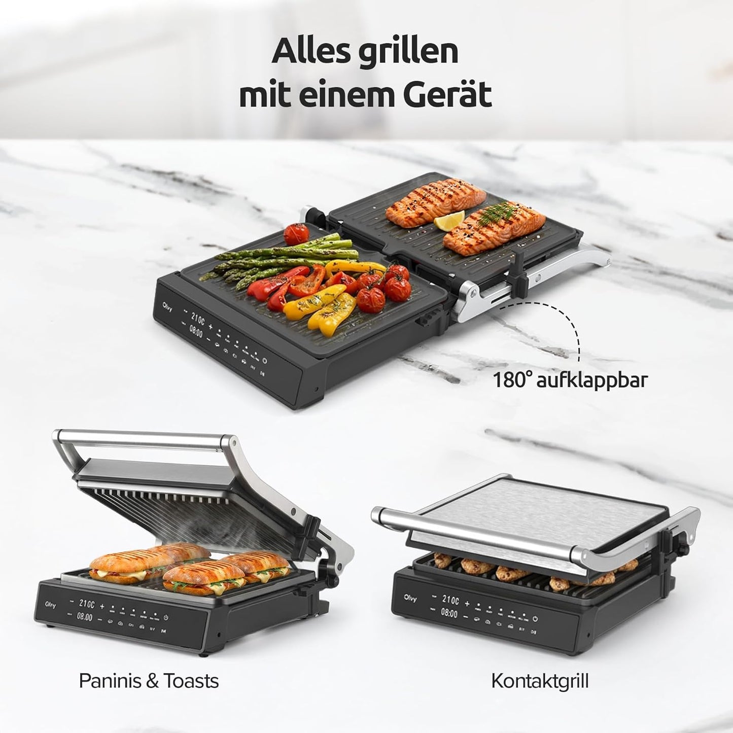 Kontaktgrill mit Touchscreen & 5 Programmen