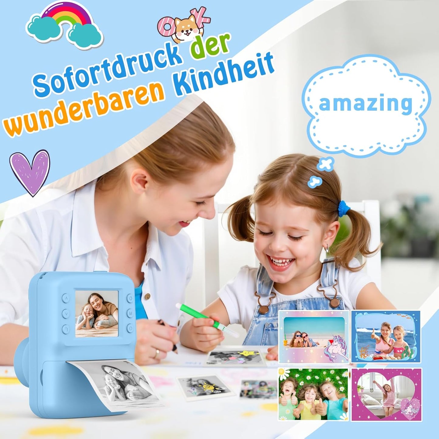 Sofortbildkamera für Kinder, BLAU
