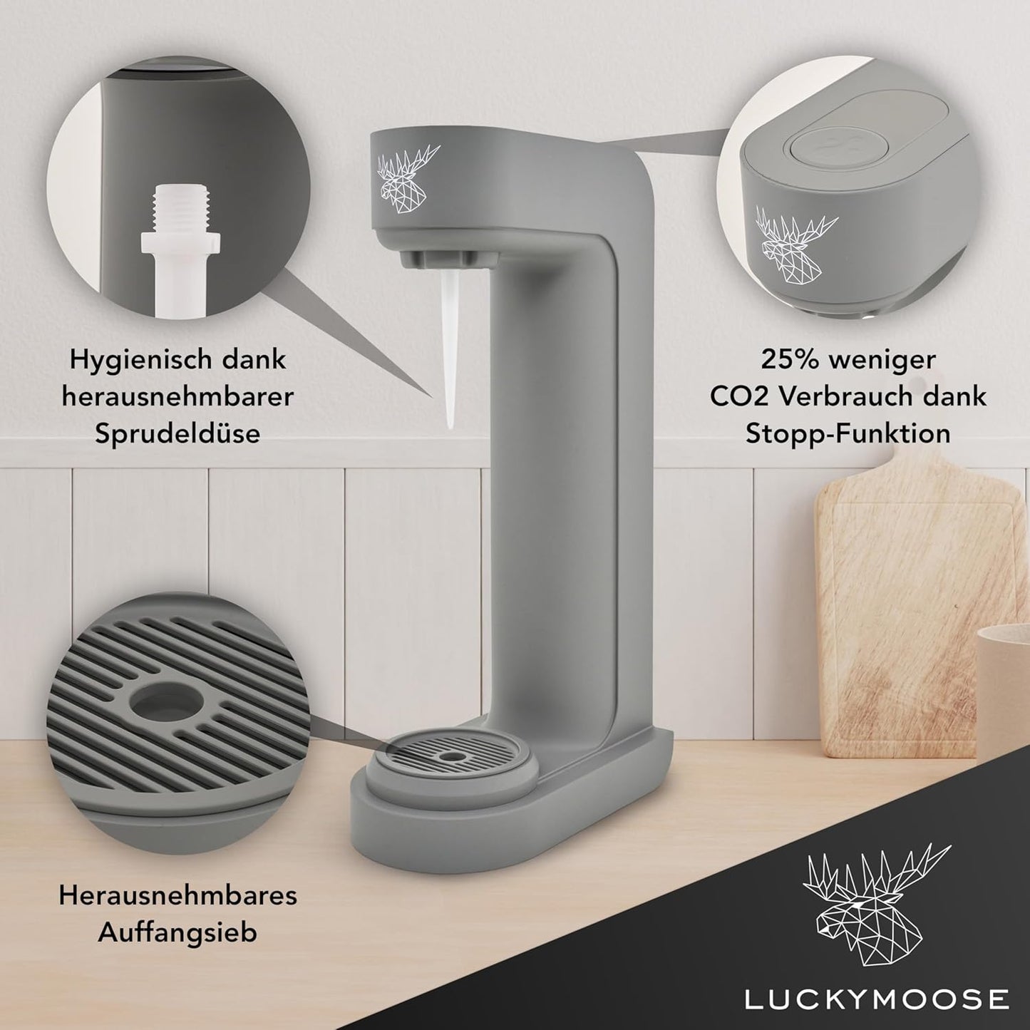 Infinity Wassersprudler mit 2 Edelstahlflaschen, Grau - 2x Schwarz