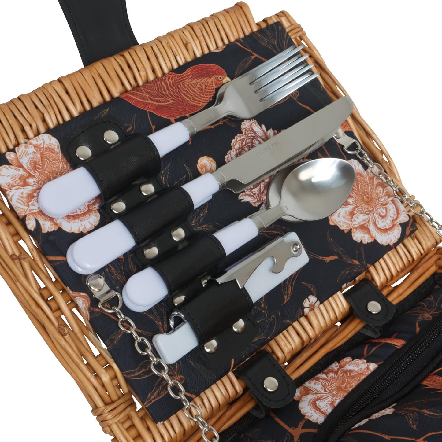 Picknickkorb mit Geschirr-Set und Kühlfach, Braun