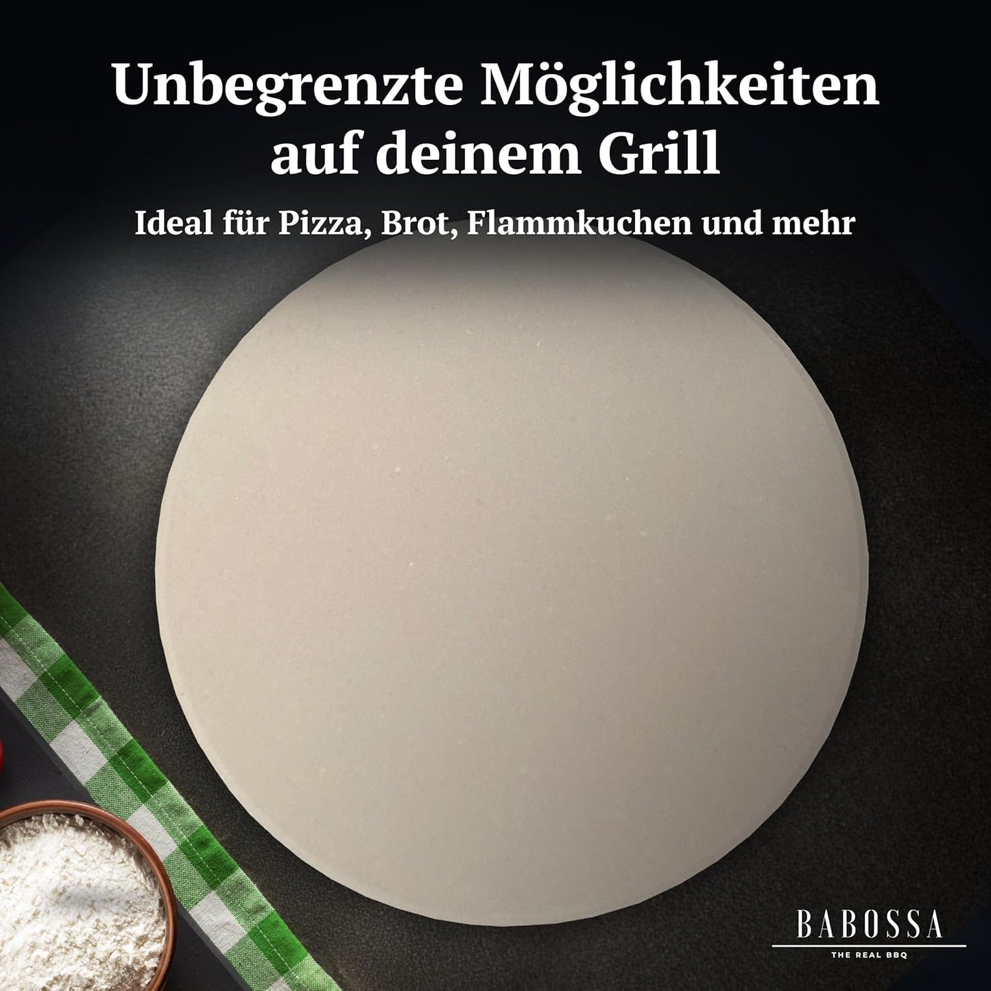 Pizzastein für den Grill, Pizzastein (hochwertiges Cordierit)