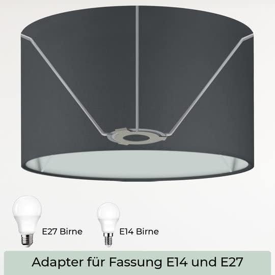 Premium Lampenschirm für E14/E27 Fassungen (Baumwolle), Schwarz Ø30cm | Höhe 20cm